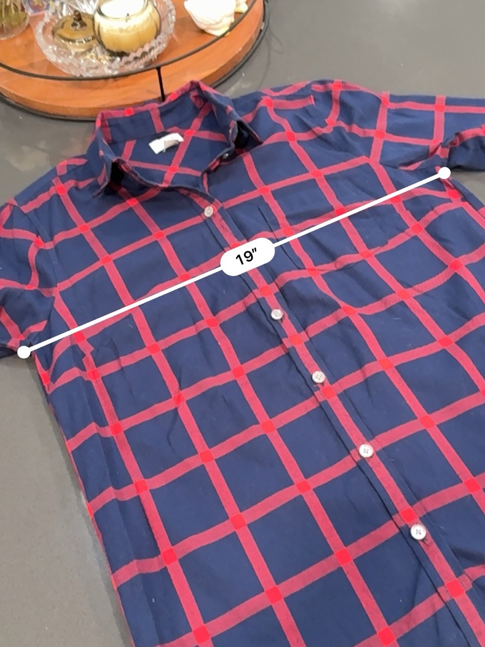J.Crew Plaid Button Down Shirt Navy Red Windowpane Cotton Small - Picture 6 of 10